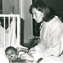 Janet Lipp, nurse, with patient